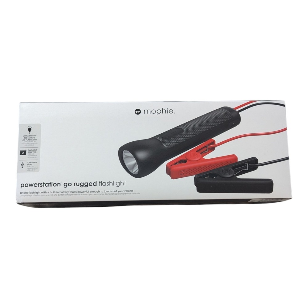 BB. Mophie Powerstation GO Rugged  Flashlight W Jumper‎ Cables - Carrying Pouch